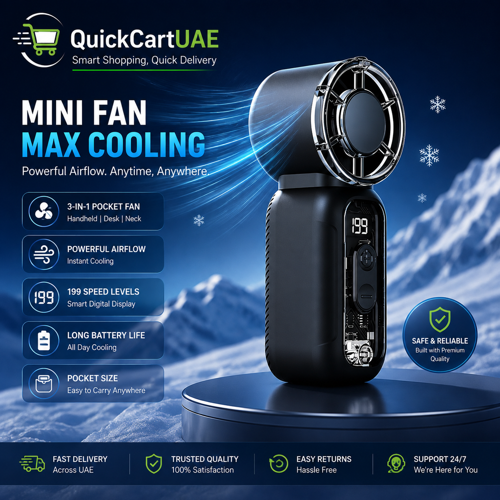 Mini Portable USB Rechargeable Handheld Fan with Digital Display
