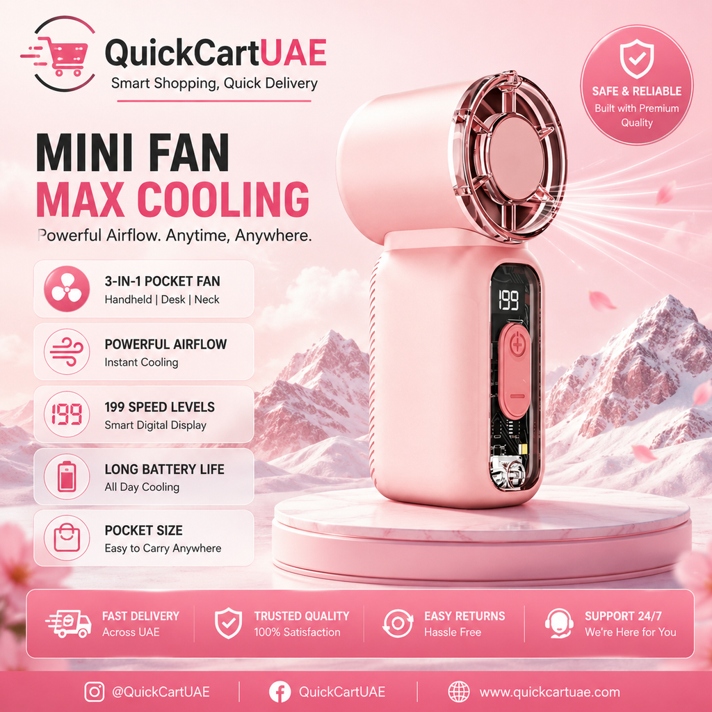 Mini Portable USB Rechargeable Handheld Fan with Digital Display