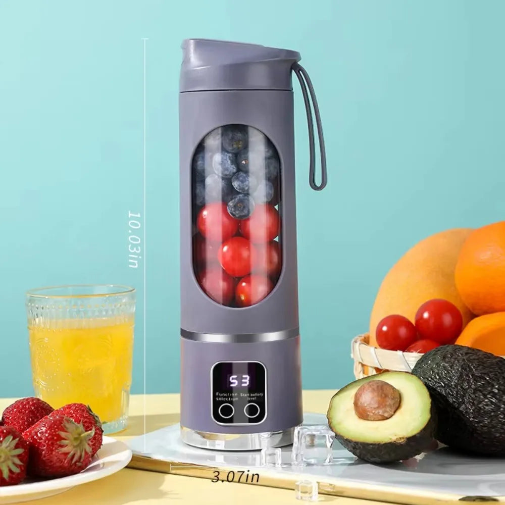 450ml Portable Juicer Cup 12 Blades USB Rechargeable Wireless Blender 3 Gears Ice Crusher Food Grade Mixer For Home Travel Gym