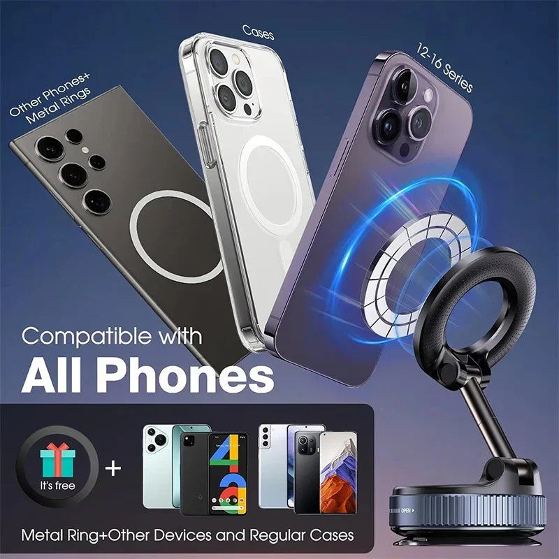 360° Magnetic Car Phone Holder – Strong Suction & Universal Mount