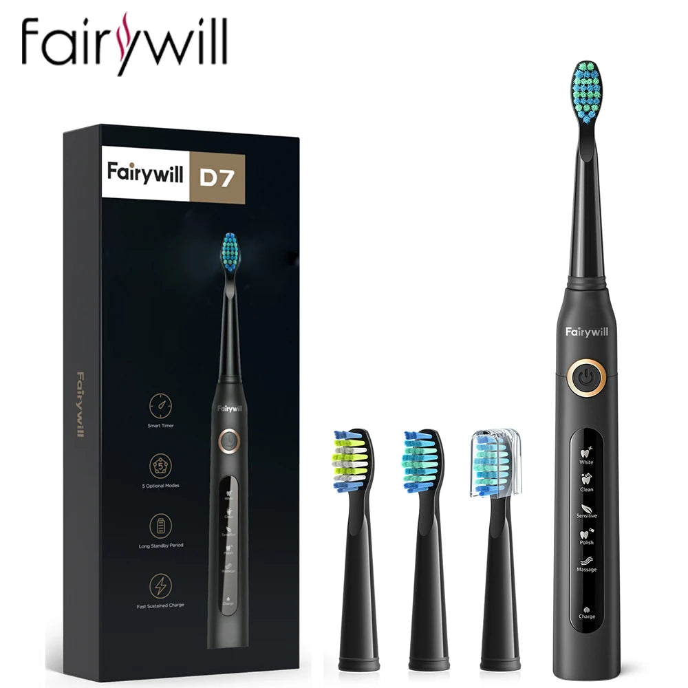 Fairywill FW-507 Sonic Electric Toothbrush – USB Rechargeable & Waterproof