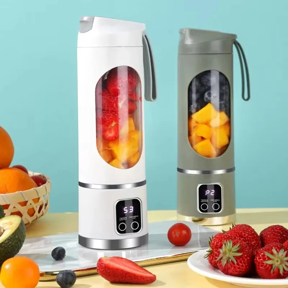 450ml Portable Juicer Cup 12 Blades USB Rechargeable Wireless Blender 3 Gears Ice Crusher Food Grade Mixer For Home Travel Gym