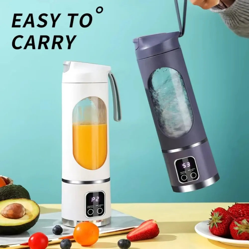 450ml Portable Juicer Cup 12 Blades USB Rechargeable Wireless Blender 3 Gears Ice Crusher Food Grade Mixer For Home Travel Gym