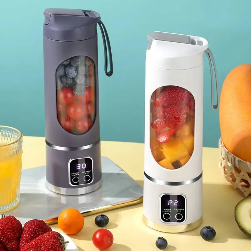 450ml Portable Juicer Cup 12 Blades USB Rechargeable Wireless Blender 3 Gears Ice Crusher Food Grade Mixer For Home Travel Gym