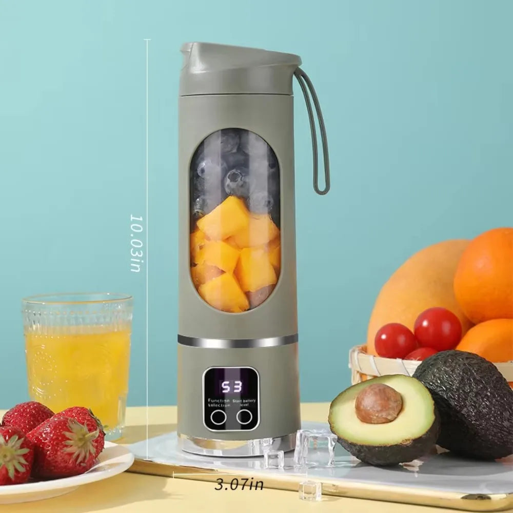 450ml Portable Juicer Cup 12 Blades USB Rechargeable Wireless Blender 3 Gears Ice Crusher Food Grade Mixer For Home Travel Gym
