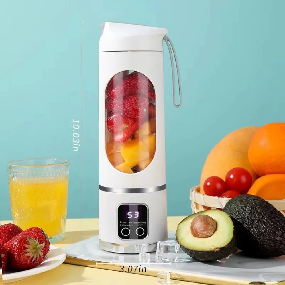 450ml Portable Juicer Cup 12 Blades USB Rechargeable Wireless Blender 3 Gears Ice Crusher Food Grade Mixer For Home Travel Gym