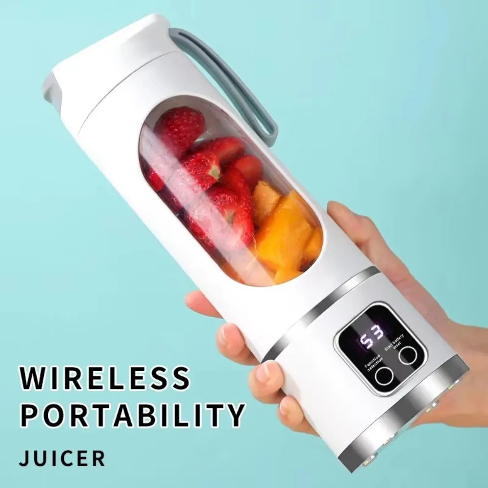 450ml Portable Juicer Cup 12 Blades USB Rechargeable Wireless Blender 3 Gears Ice Crusher Food Grade Mixer For Home Travel Gym