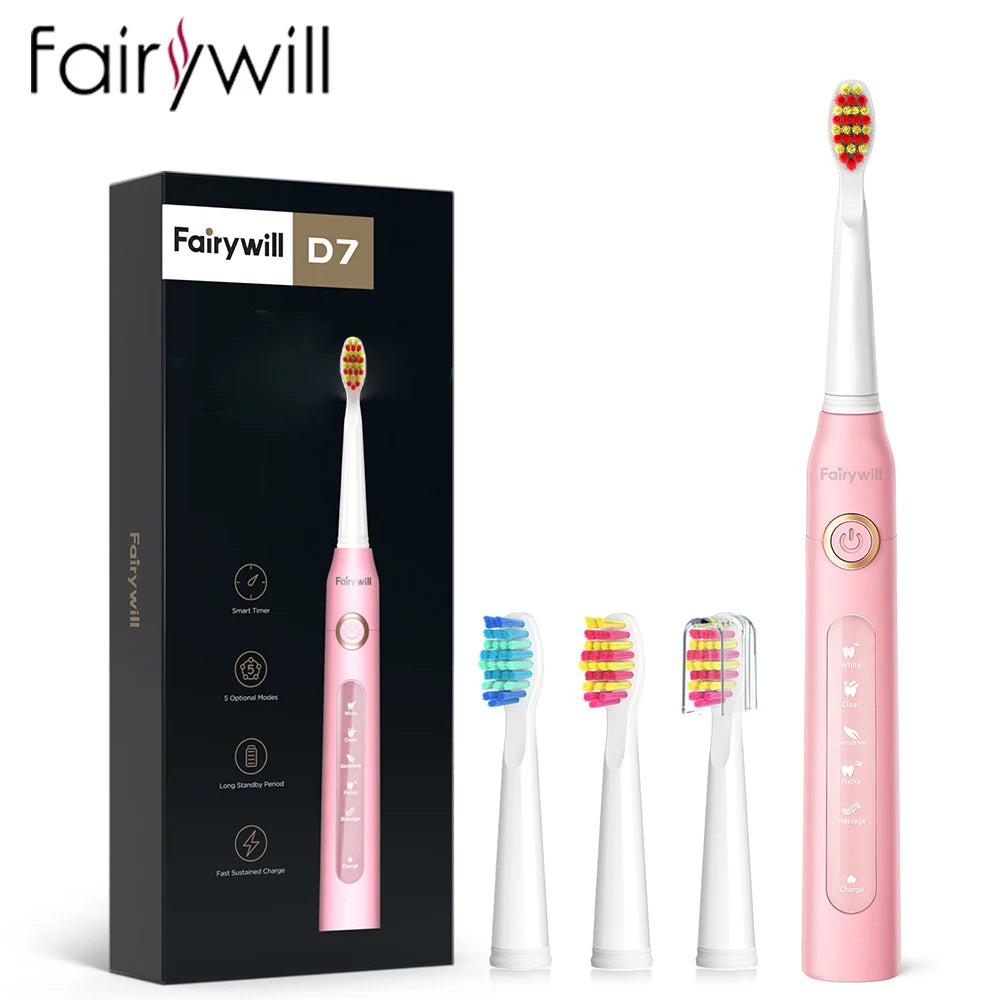 Fairywill FW-507 Sonic Electric Toothbrush – USB Rechargeable & Waterproof