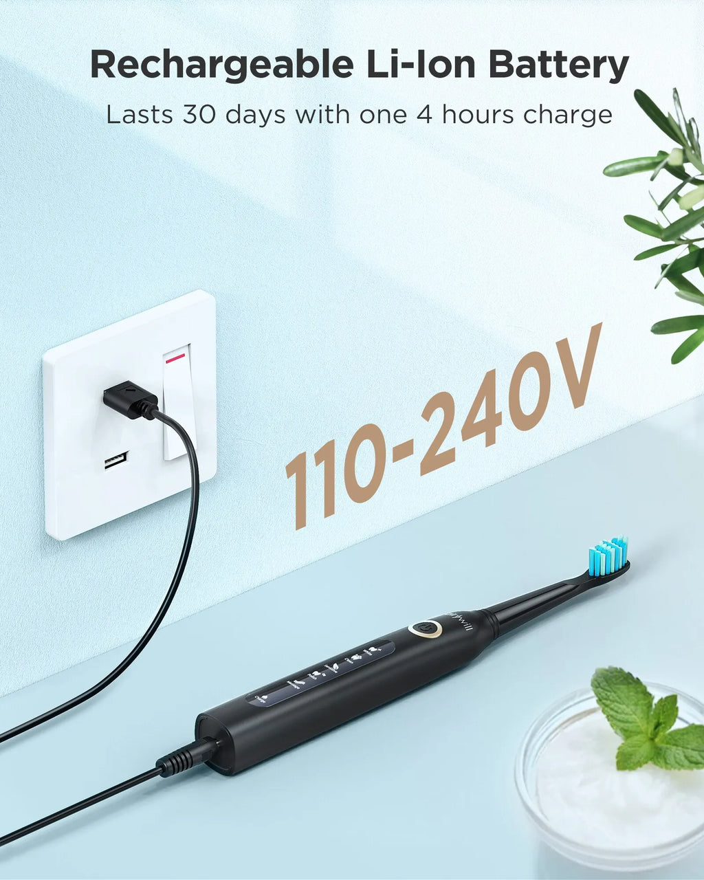 Fairywill FW-507 Sonic Electric Toothbrush – USB Rechargeable & Waterproof