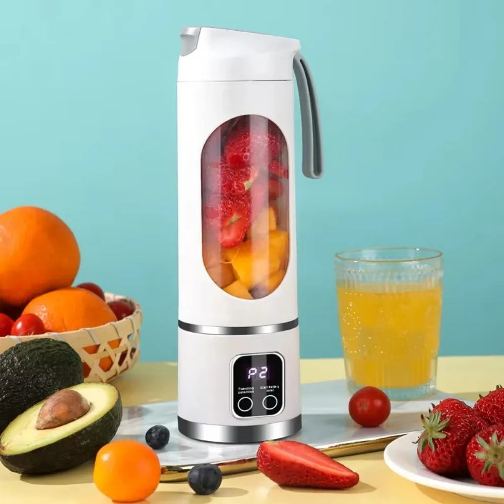 450ml Portable Juicer Cup 12 Blades USB Rechargeable Wireless Blender 3 Gears Ice Crusher Food Grade Mixer For Home Travel Gym