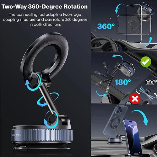 360° Magnetic Car Phone Holder – Strong Suction & Universal Mount